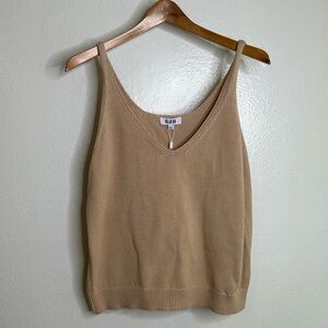 NWT 525 America 100% Cotton Textured Neutral Knit Sweater Tank Top Size L